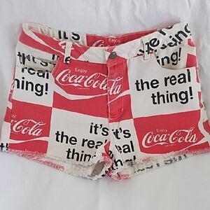 Vintage Coca Cola Graphic Red and White Jean Shorts